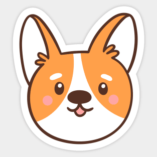 Cute corgi dog face Sticker